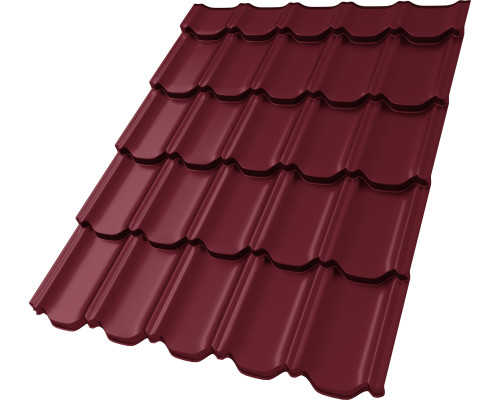 Металлочерепица Kvinta Plus 3D 0,5 Satin Matt TX RAL 3005 красное вино в Клину