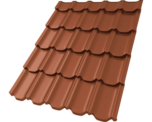 Металлочерепица Kvinta Plus 3D 0,5 Satin Matt TX RAL 8004 терракота в Клину