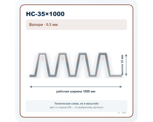 Профлист НС-35×1000 Валори 0,5 мм