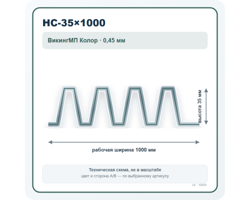 Профлист НС-35×1000 ВикингМП Колор 0,45 мм