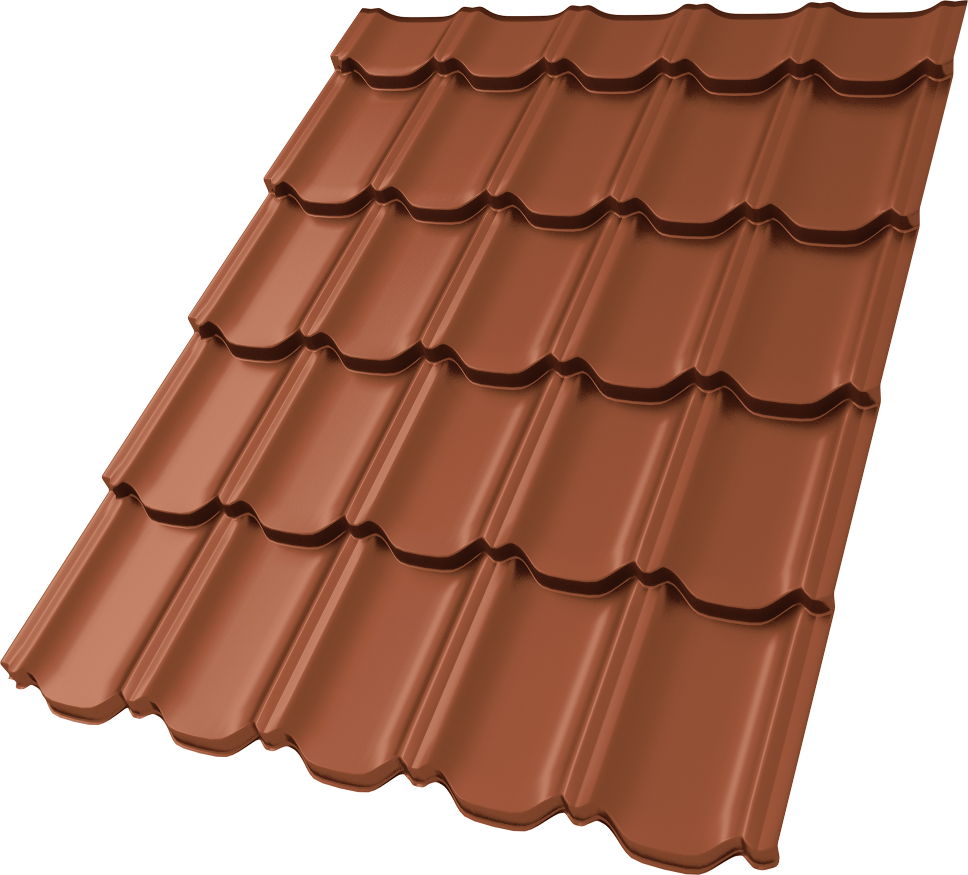Металлочерепица Kvinta Plus 3D Satin Matt TX RAL 8004 терракота