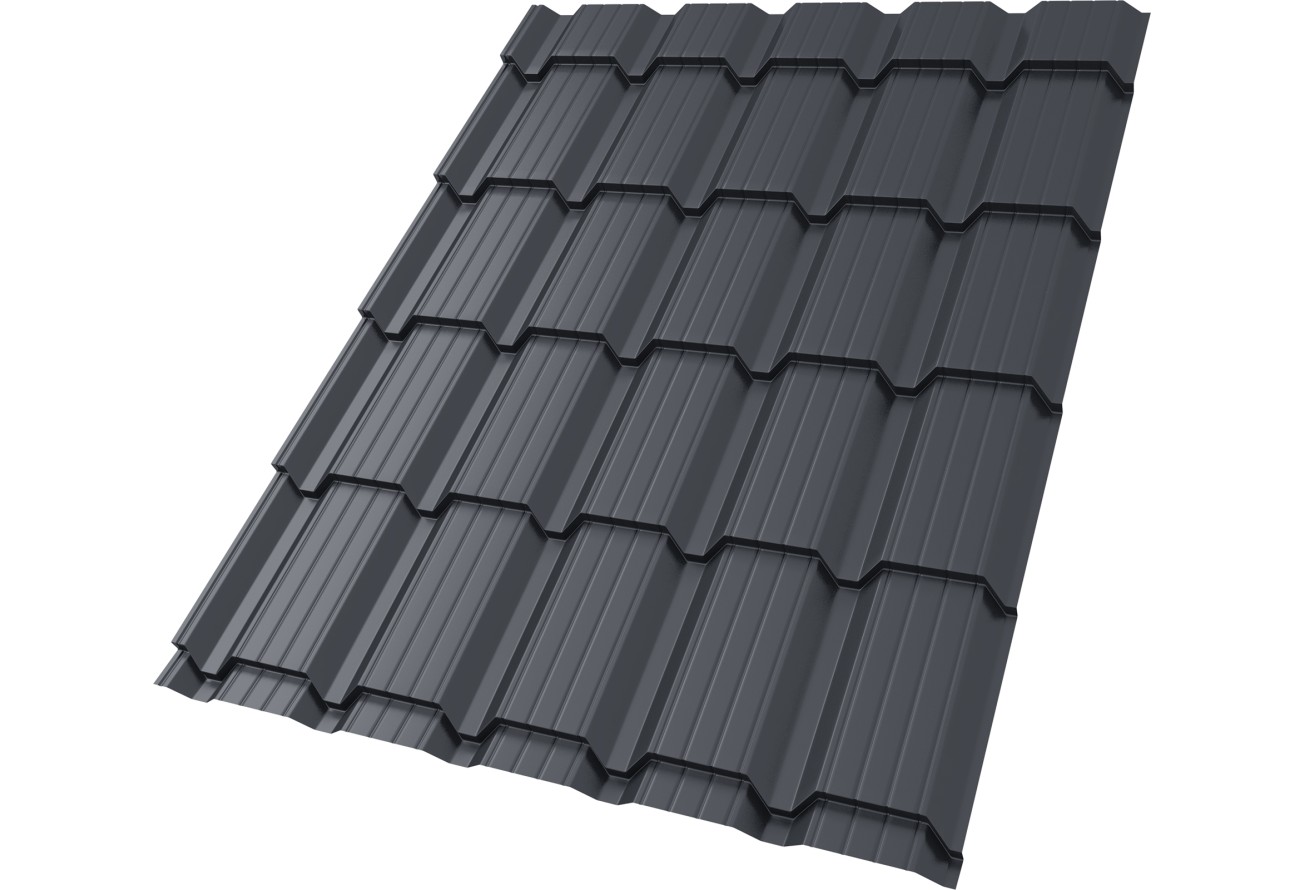 Металлочерепица Quadro Profi Satin RAL 7024 мокрый асфальт